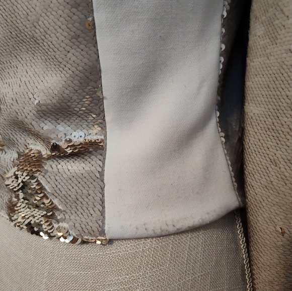 😍EUC TED BAKER LONDON Blubele Sequined Cropped Cocktail Jacket, White/Gold, 0 - Picture 11 of 15